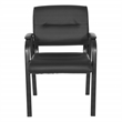 Guest Chair in Black Faux Leather in Black Finish Frame