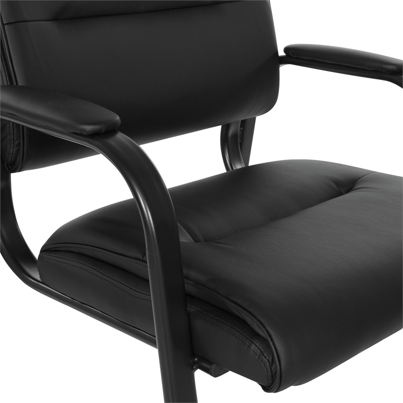 Guest Chair in Black Faux Leather in Black Finish Frame