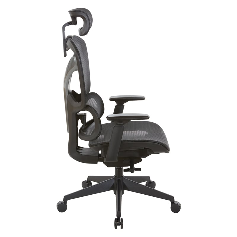 High Back in Black Mesh Fabric and Seat with Adjustable Arms