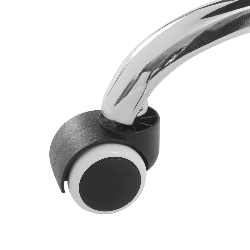 Black Mesh Back with Black Fabric Seat on White Frame and Chrome Base