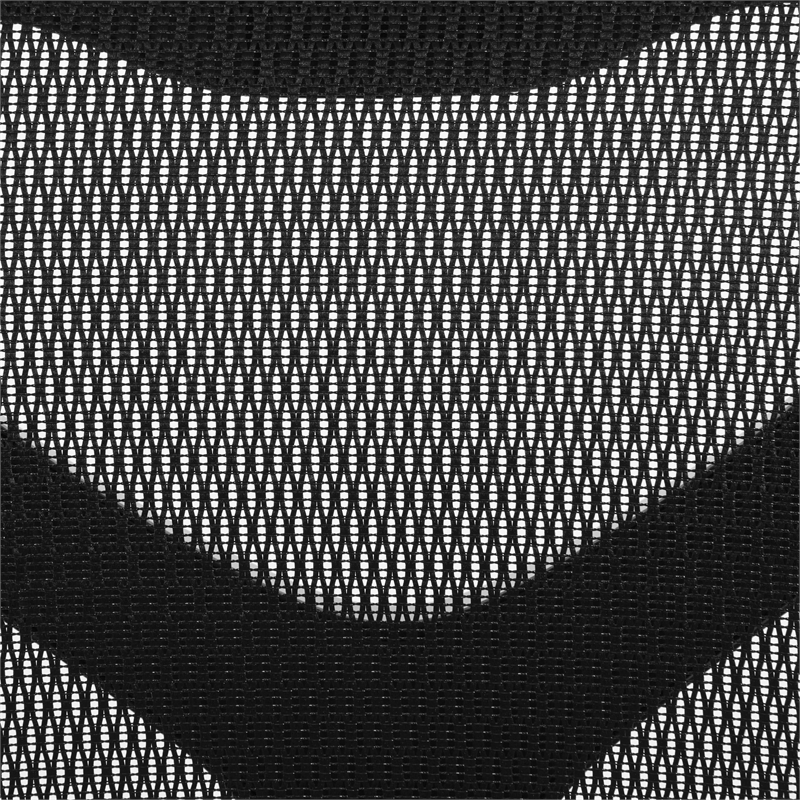 High Back in Black Mesh and Black Fabric Seat with Adjustable Arms