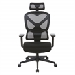 High Back in Black Mesh and Black Fabric Seat with Adjustable Arms