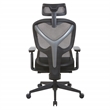 High Back in Black Mesh and Black Fabric Seat with Adjustable Arms