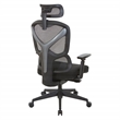 High Back in Black Mesh and Black Fabric Seat with Adjustable Arms