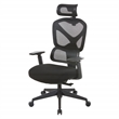 High Back in Black Mesh and Black Fabric Seat with Adjustable Arms