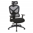 High Back in Black Mesh and Black Fabric Seat with Adjustable Arms