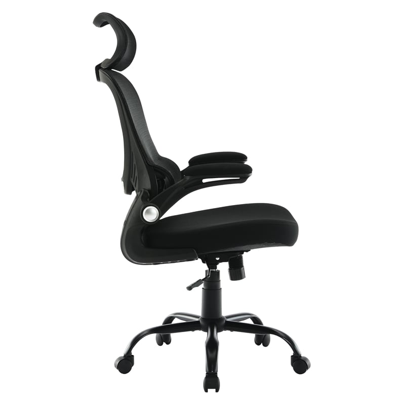 Black Mesh Back and Black Fabric Seat with Headrest