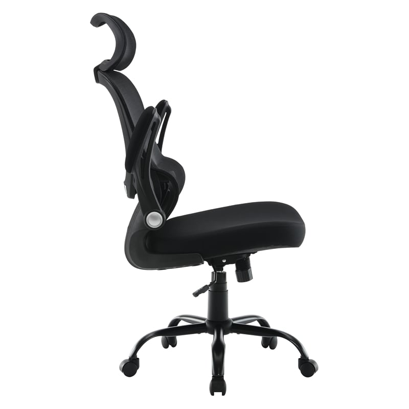 Black Mesh Back and Black Fabric Seat with Headrest