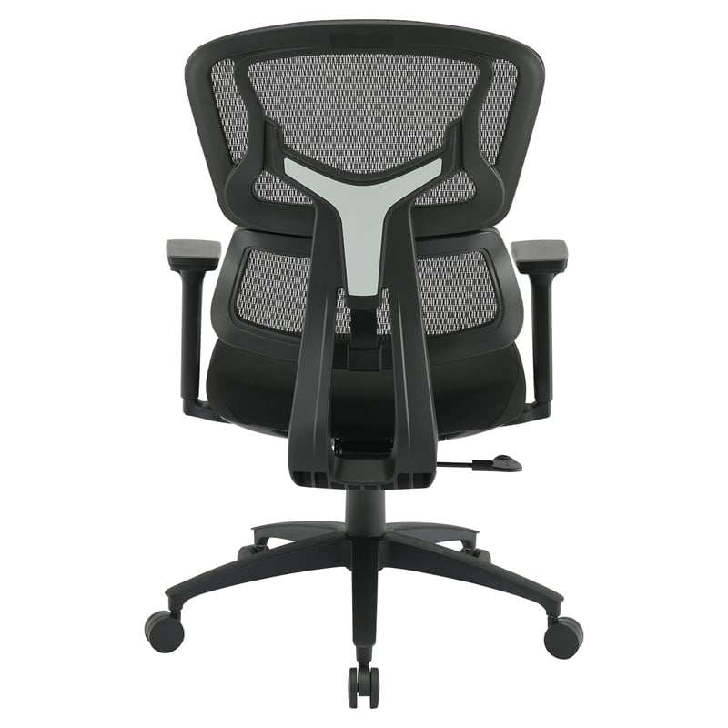 Black Mesh Back with Black Fabric Seat and Adjustable Arms on Black Nylon Base