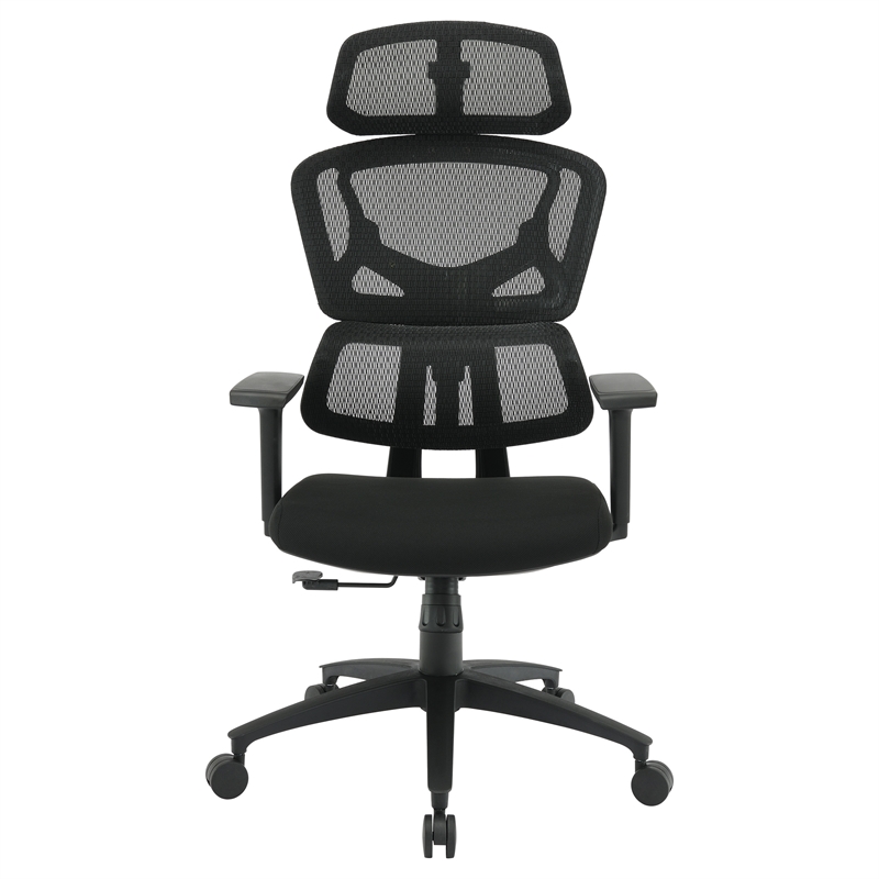 Black Mesh Back and Black Fabric Seat with Adjustable Arms