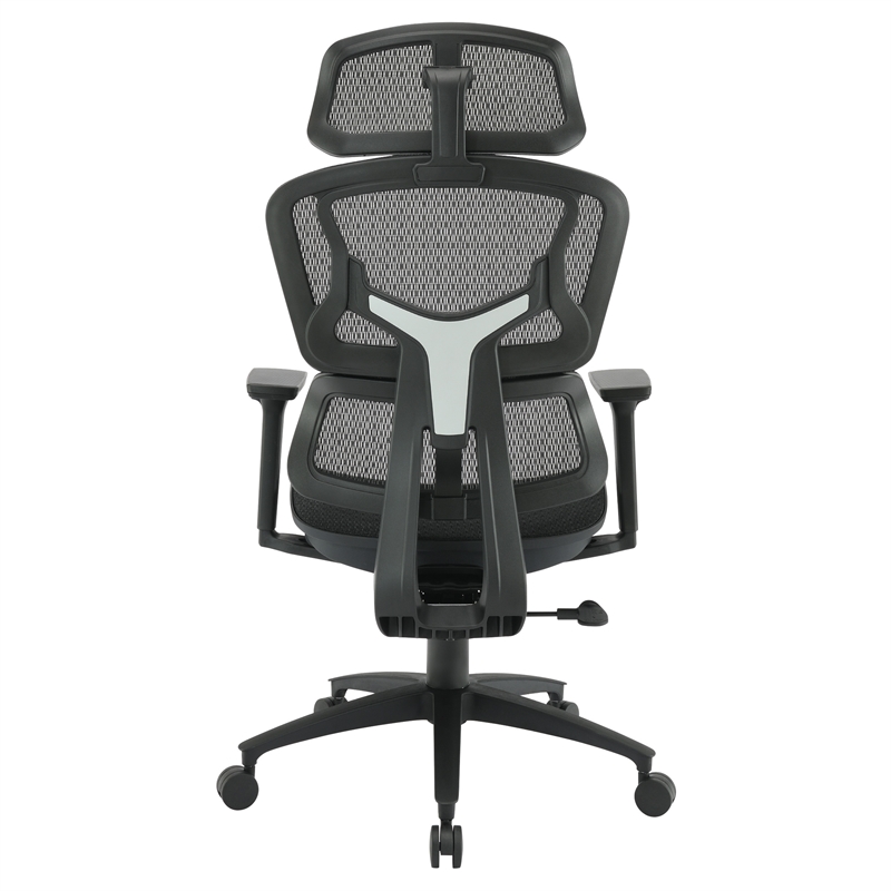 Black Mesh Back and Fabric Seat with Adjustable Arms and Headrest