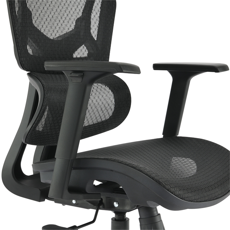 Black Mesh Back and Fabric Seat with Adjustable Arms and Headrest