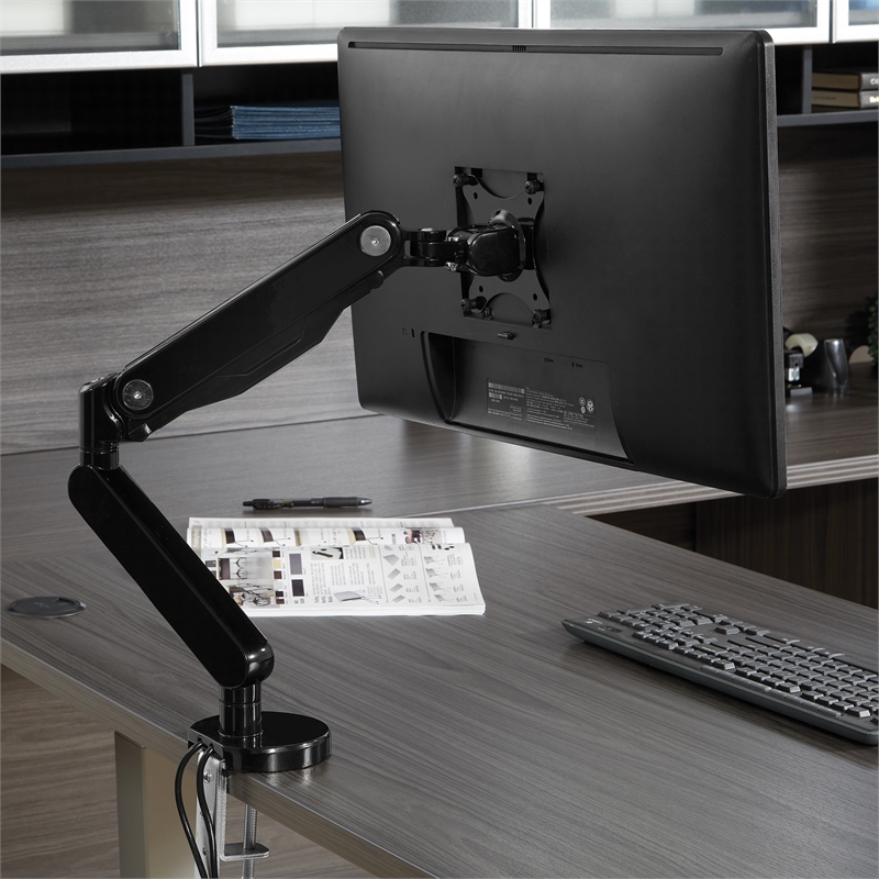 Single Monitor Arm with Dual USB 3.0 Port in Black Aluminum Finish