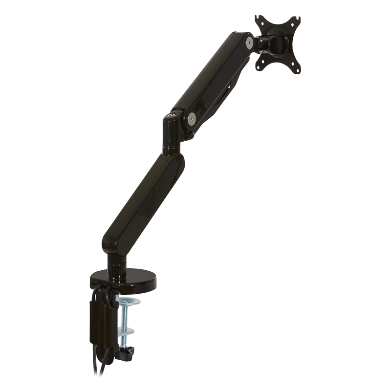 Single Monitor Arm with Dual USB 3.0 Port in Black Aluminum Finish