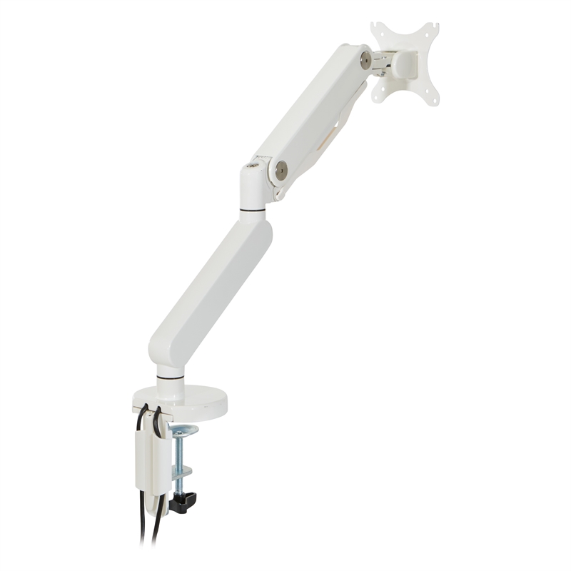 Single Monitor Arm with Dual USB 3.0 Port in White Aluminum Finish