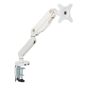 Single Monitor Arm with Dual USB 3.0 Port in White Aluminum Finish