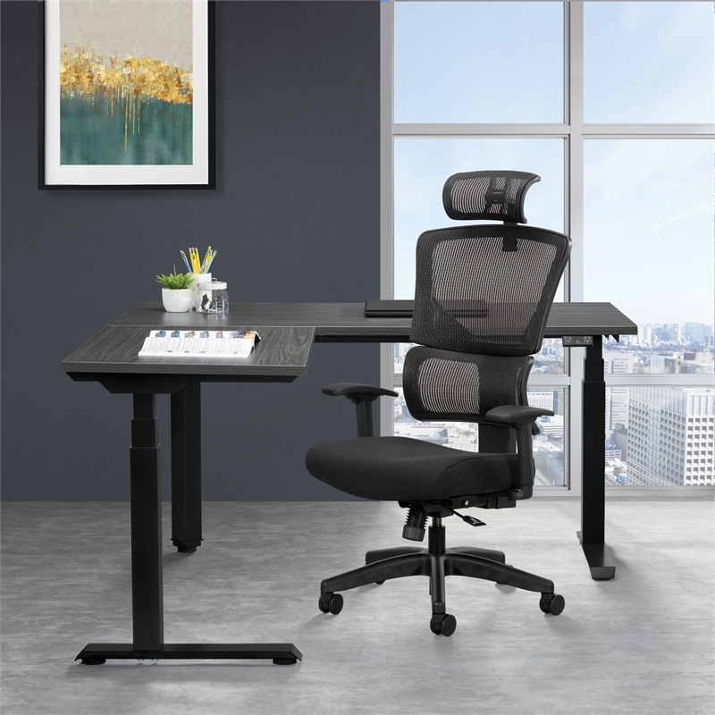 Black Vertical Matrix Back Mesh Seat in Black Fabric