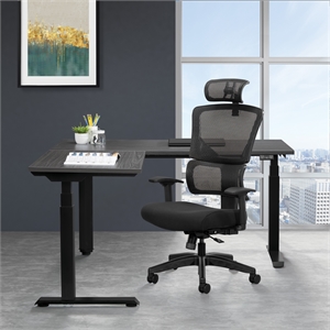 Black Vertical Matrix Back Mesh Seat in Black Fabric