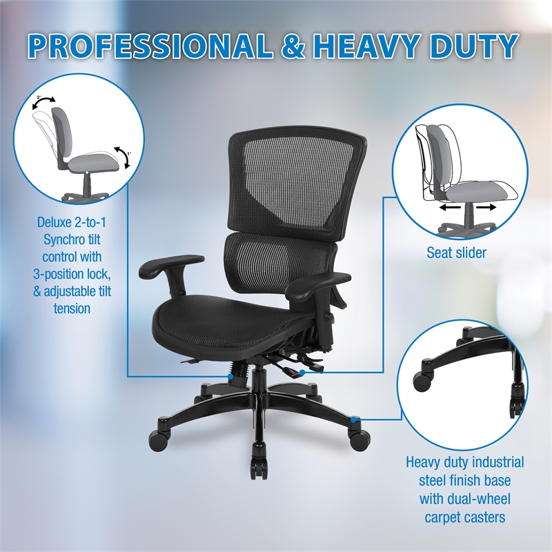 Black Vertical Matrix Back and Seat in Black Fabric