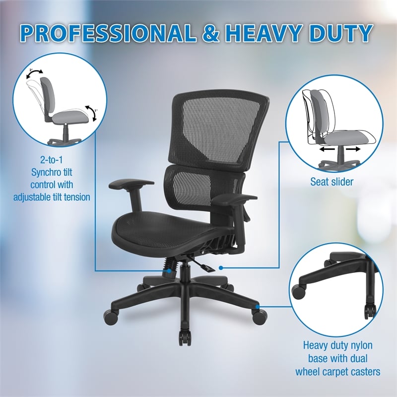 Black Vertical Matrix Back and Seat on Black Fabric