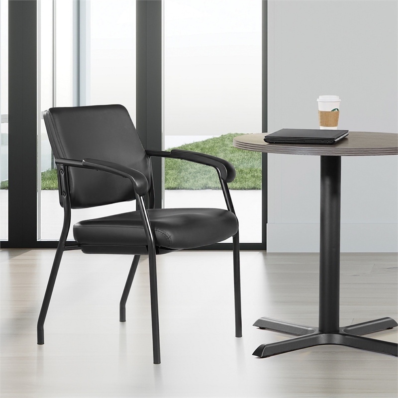 Visitor's Chair with Black Frame and Padded Seat in Dillon Black Fabric