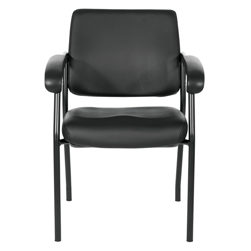Visitor's Chair with Black Frame and Padded Seat in Dillon Black Fabric