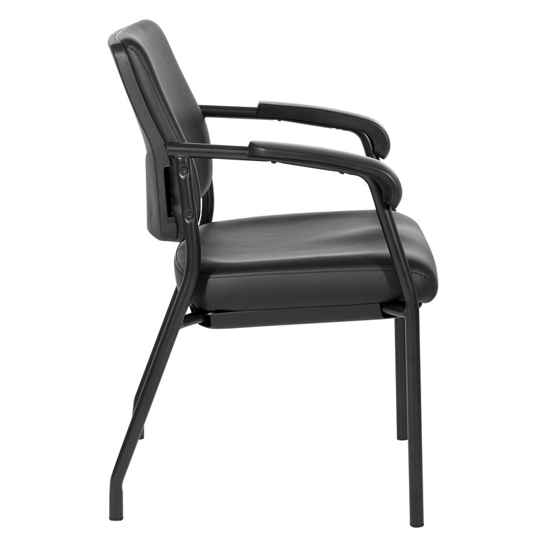 Visitor's Chair with Black Frame and Padded Seat in Dillon Black Fabric