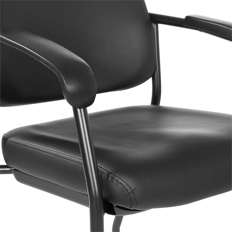Visitor's Chair with Black Frame and Padded Seat in Dillon Black Fabric