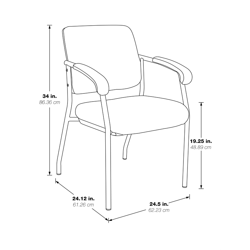 Visitor's Chair with Black Frame and Padded Seat in Dillon Black Fabric