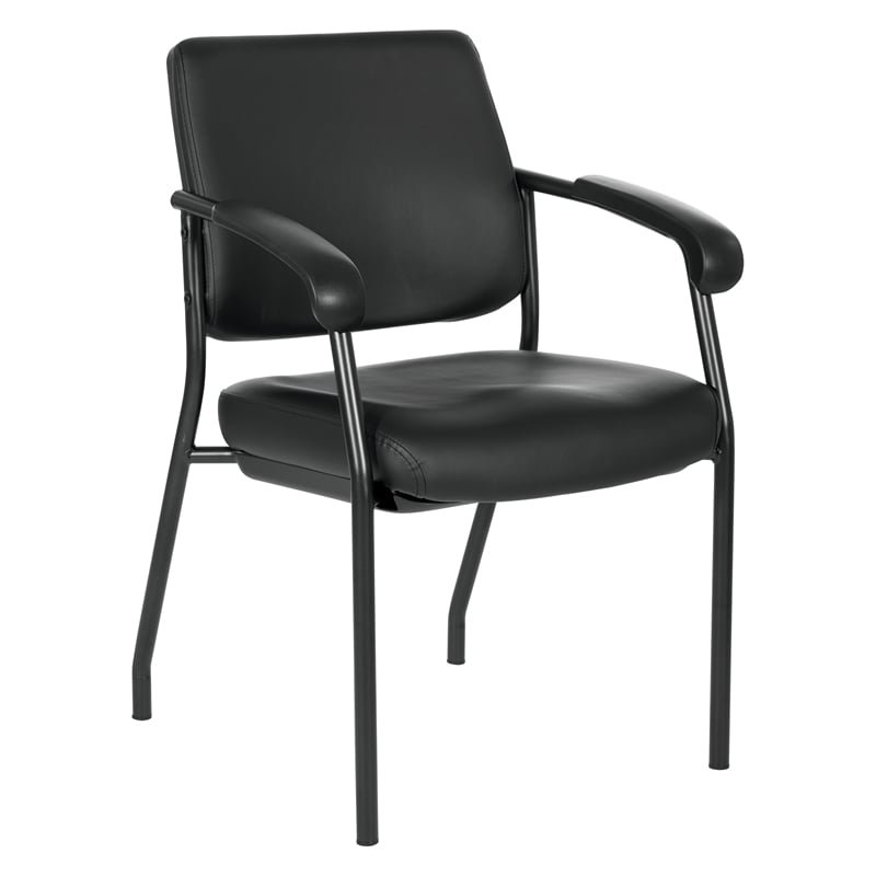 Visitor's Chair with Black Frame and Padded Seat in Dillon Black Fabric