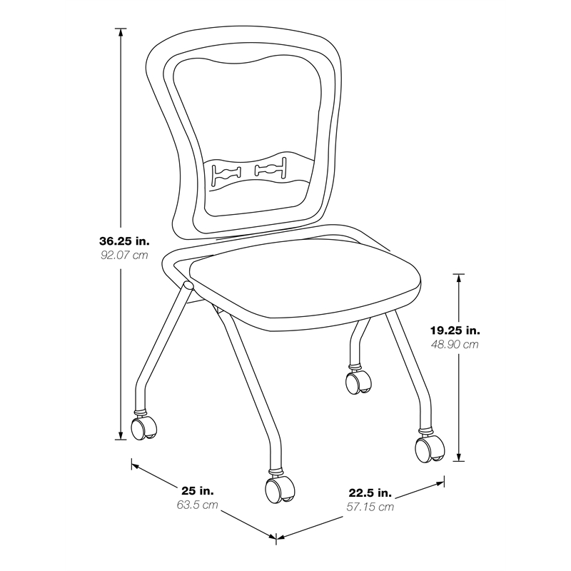 Deluxe Armless Folding Chair With ProGrid  Back (2-Pack) in Gray Fabric