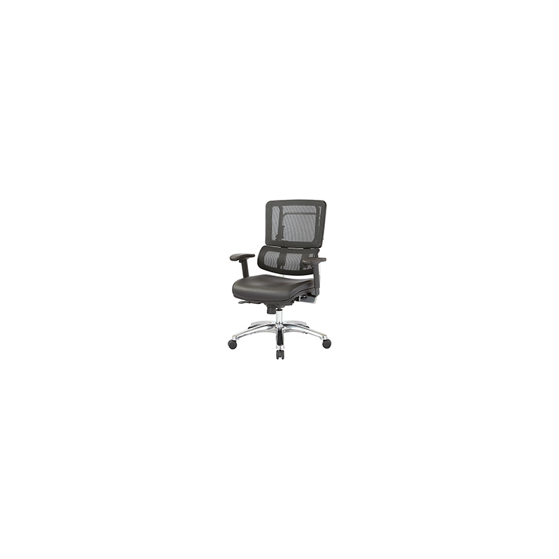Vertical Black Mesh Back and Dillon Black Fabric Seat with Polished Aluminum