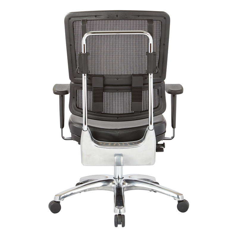 Vertical Black Mesh Back and Dillon Black Fabric Seat with Polished Aluminum