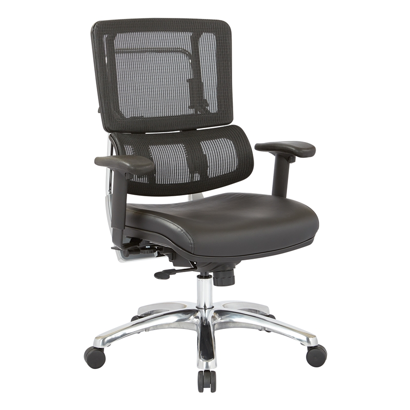 Vertical Black Mesh Back and Dillon Black Fabric Seat with Polished Aluminum