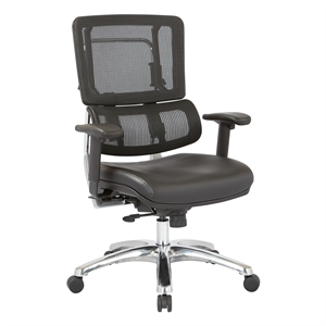 Vertical Black Mesh Back and Dillon Black Fabric Seat with Polished Aluminum