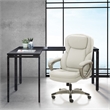 Executive Cream Bonded Leather Office Chair with Cocoa Coated Nylon Base