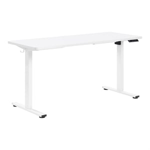 Primo 59&quotW Sit to Stand Engineered Wood Desk in White Finish
