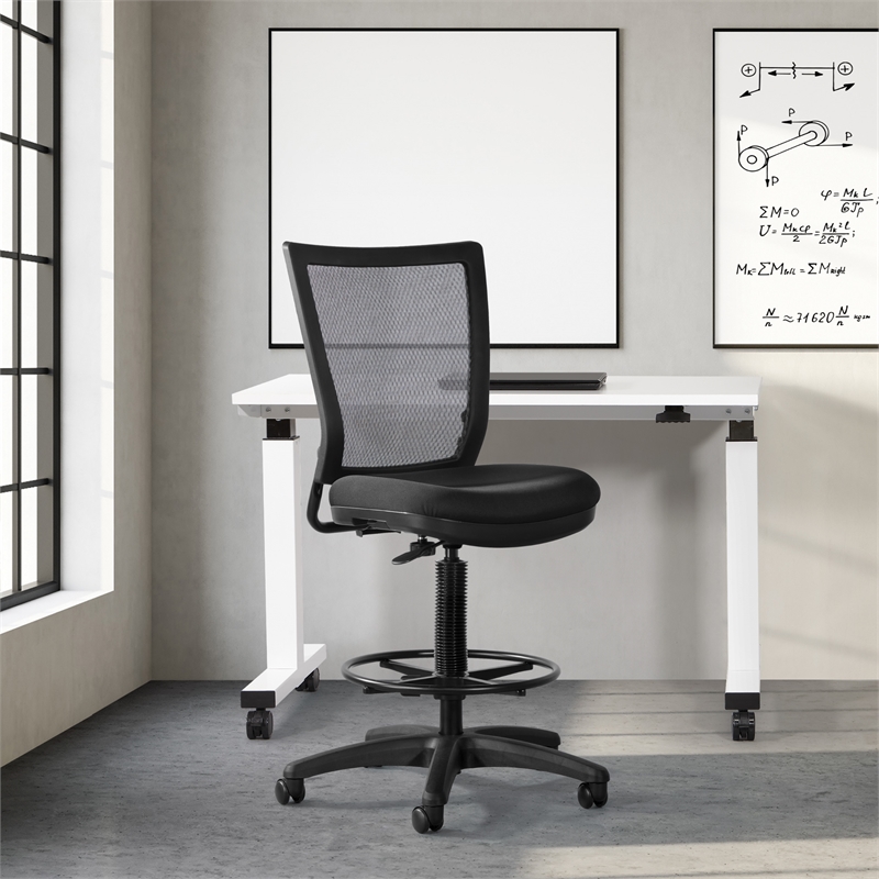 Soft Frame Drafting Chair  with Black Coal Freeflex Thick Padded Seat Fabric