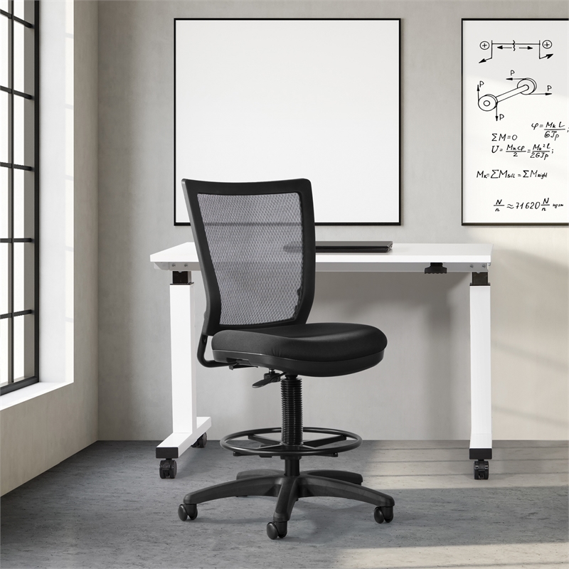Soft Frame Drafting Chair  with Black Coal  Fabric Thick Padded Seat