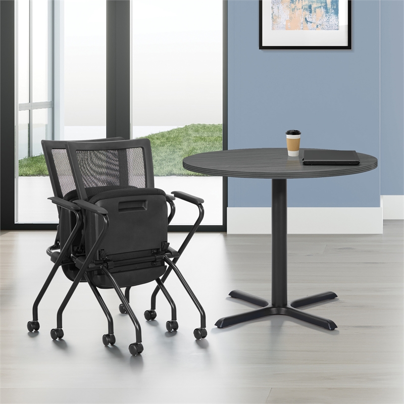 Soft Frame Folding Chair with Black Coal FreeFlex Fabric Thick Padded Seat
