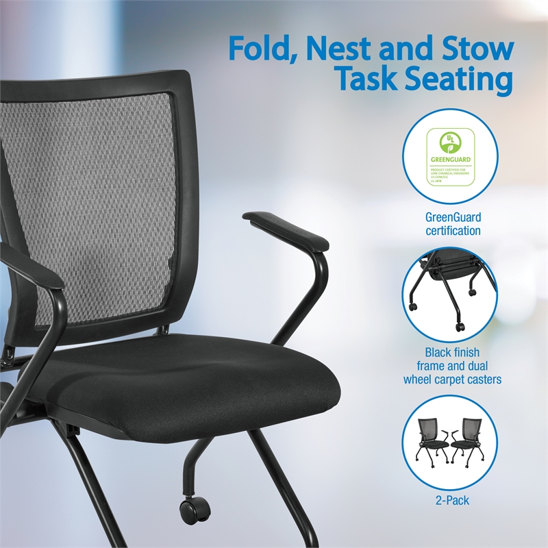 Soft Frame Folding Chair with Black Coal FreeFlex Fabric Thick Padded Seat