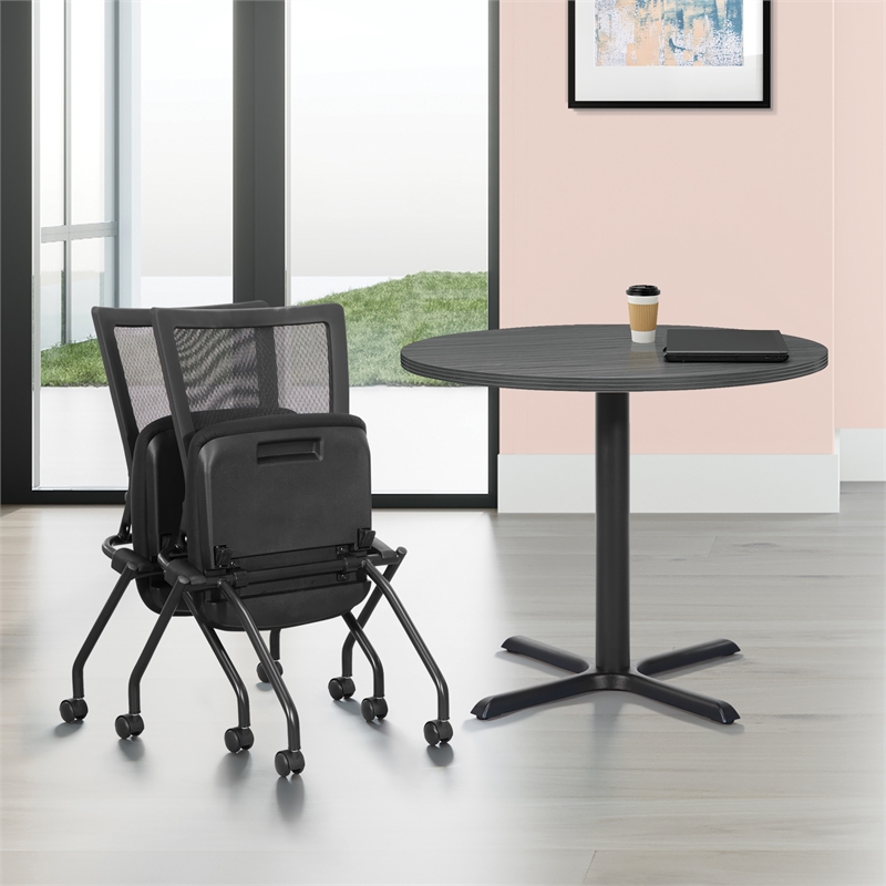 Soft Frame Folding Chair with  Fabric Black Coal Thick Padded Seat