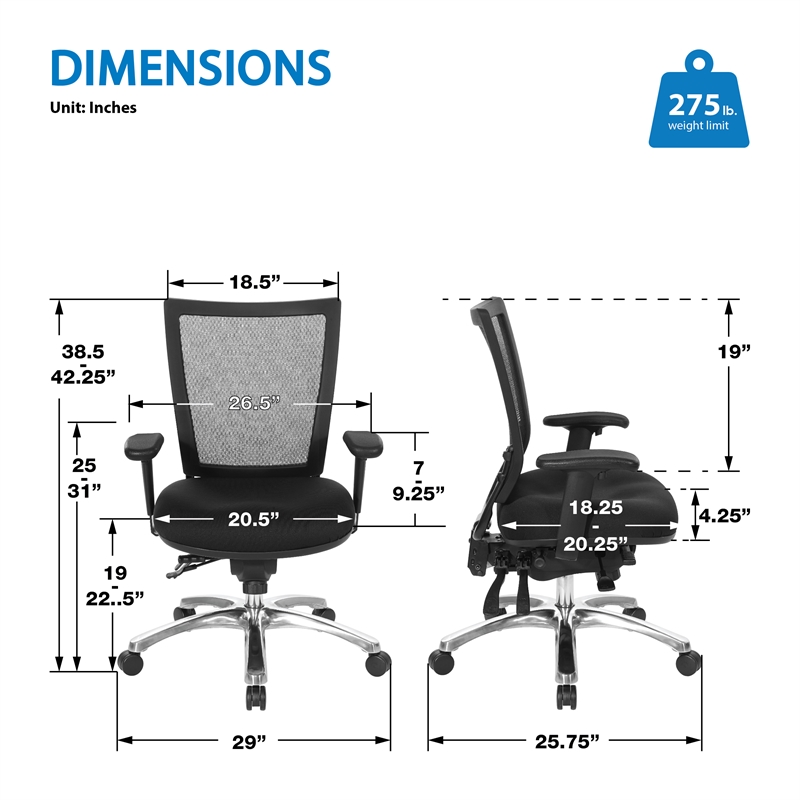 Soft Frame Task Chair in Black Coal Freeflex Fabric Seat