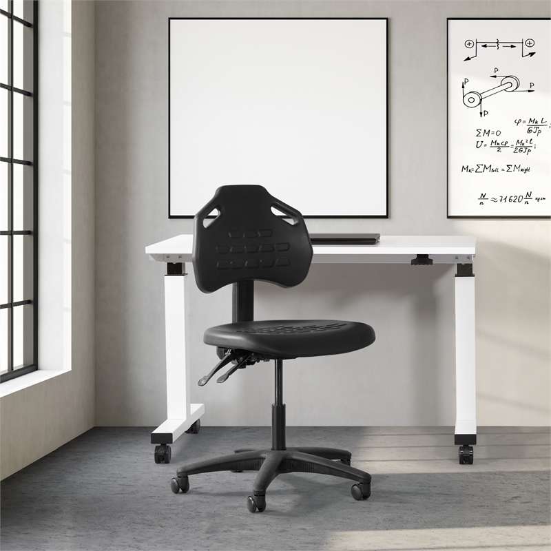Black Self Skinned Urethane Task Chair Seat with Tilt Back Angel Adjustable