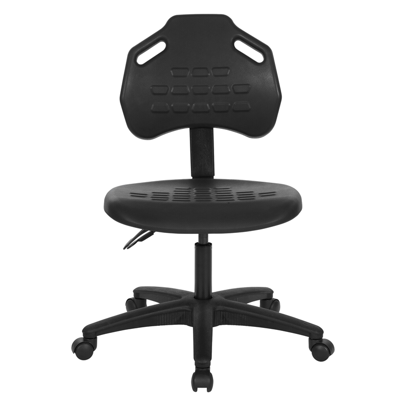 Black Self Skinned Urethane Task Chair Seat with Tilt Back Angel Adjustable