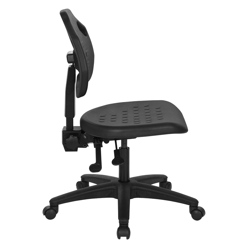 Black Self Skinned Urethane Task Chair Seat with Tilt Back Angel Adjustable