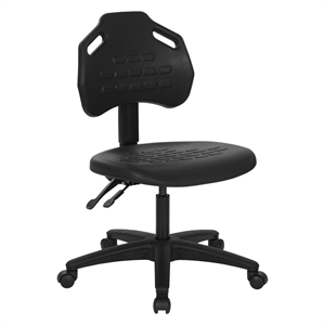 Black Self Skinned Urethane Task Chair Seat with Tilt Back Angel Adjustable