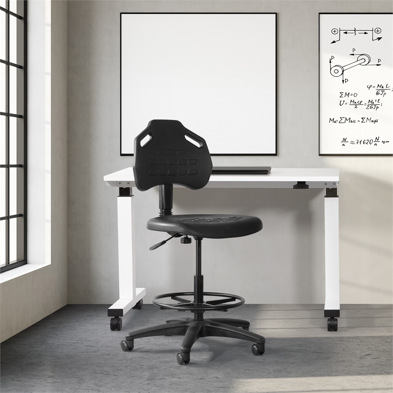 Black Self Skinned Urethane Intermediate Drafting Chair Adjustable Footrest