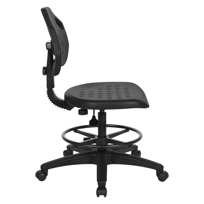 Black Self Skinned Urethane Intermediate Drafting Chair Adjustable Footrest