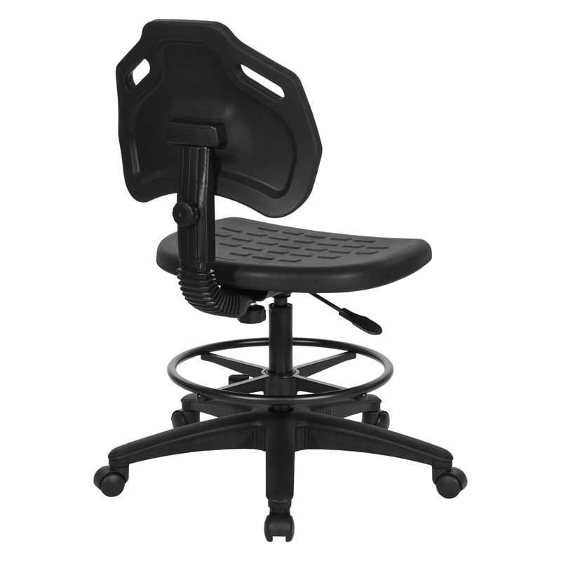Black Self Skinned Urethane Intermediate Drafting Chair Adjustable Footrest